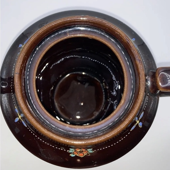 Vintage Tea Pot Made In Japan Handpainted Brown Floral Moorage - Picture 4 of 5